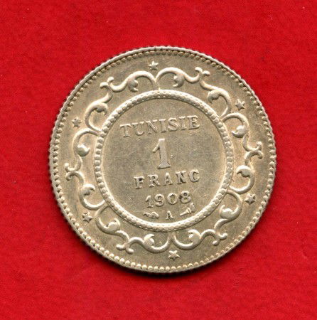 1908 - TUNISIA - LOTTO/M42489 - 1 FRANCO  ARGENTO MUHAMMED AL-NASIR