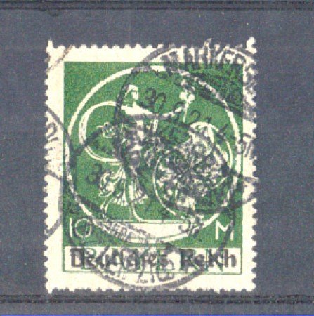 1920 - LOTTO/GER236BU - GERMANIA - 10 M. VERDE USATO