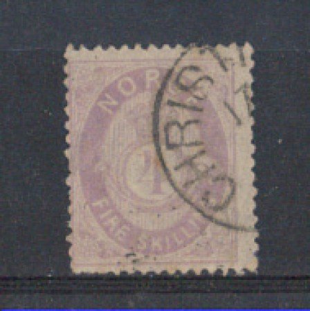 1872 - LOTTO/NORV19U - NORVEGIA - 4 Sk. VIOLETTO - USATO