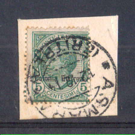 1908 - LOTTO/ERIT31UV - ERITREA - 5c. VERDE - VARIETA' - USATO