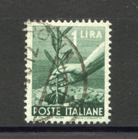1945 - REPUBBLICA - LOTTO/40301 - 1 Lira DEMOCRATICA  FILIGRANA CS - USATO