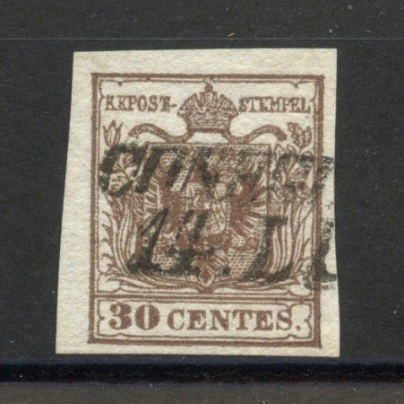 1850 - LOMBARDO VENETO. - LOTTO/40182 - 30 cent. BRUNO - USATO