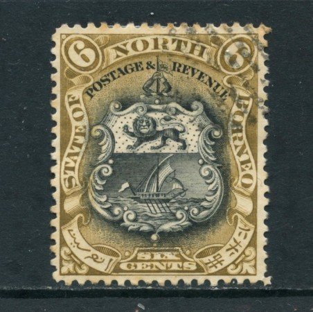 1897/900 - NORD BORNEO - 6 CENT. BISTO OLIVA E NERO - USATO - LOTTO/26989