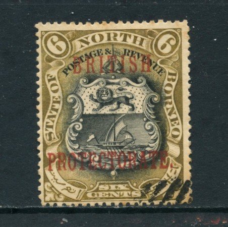 1901/12 - NORD BORNEO - 6 c. BRITISH PROTECTORATE - USATO - LOTTO/27008
