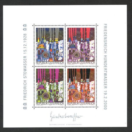 2000 - AUSTRIA - LOTTO/43649 - PITTORE HUNDERTWASSER - FOGLIETTO NUOVO