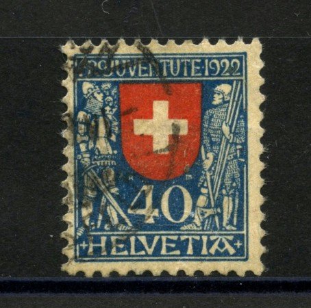 1922 - SVIZZERA - 40+10 cent. PRO JUVENTUTE - USATO - LOTTO/34014