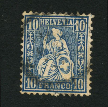1862 - LOTTO/16323C - SVIZZERA - 10c. AZZURRO HELVETIA SEDUTA - USATO