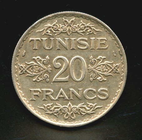 1934 - TUNISIA - LOTTO/M13111 - 20 FRANCHI - ARGENTO