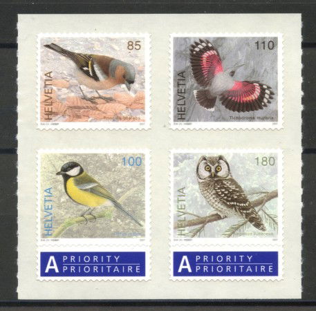 2007 - SVIZZERA - FAUNA UCCELLI 4v. - NUOVI - LOTTO/37561