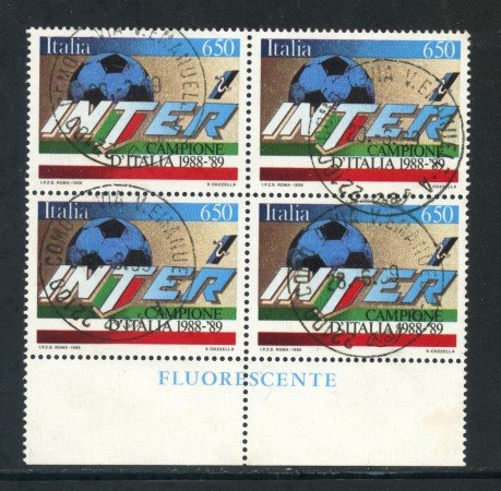 1989 - REPUBBLICA - INTER CAMPIONE D'ITALIA - QUARTINA USATA - LOTTO/28922