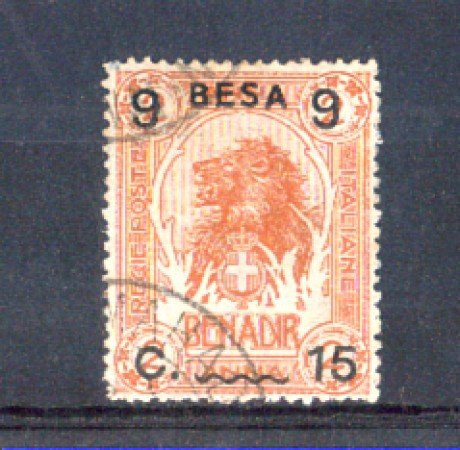 SOMALIA - 1922 - 9 BESA SU 15 CENT. SU 2 ANNA USATO - LOTTO/SOMALIT26U