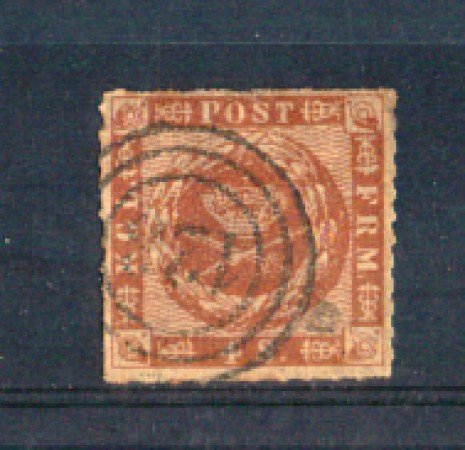 1858 - LOTTO/DAN10U1 - DANIMARCA - 4s. BRUNO - USATO
