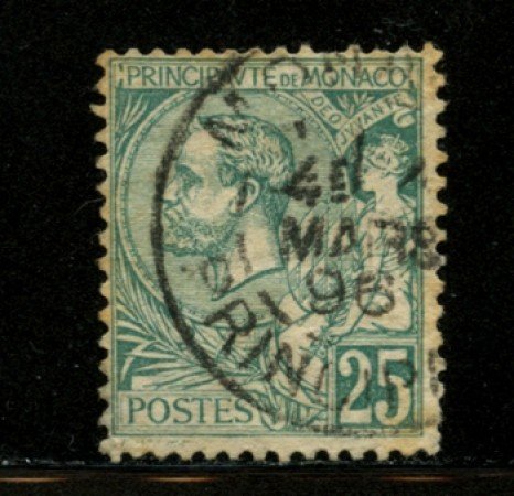1891 - LOTTO/12524 - MONACO - 25 c. VERDE  - USATO