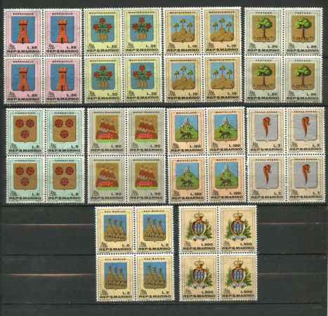 1968 - LOTTO/7912Q - SAN MARINO - STEMMI 10 v. QUARTINE NUOVI
