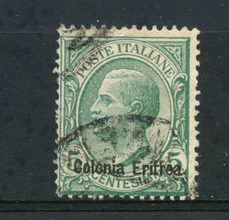 1908 - ERITREA - 5 cent. VERDE VITTORIO EMANUELE III° - USATO - LOTTO/30058