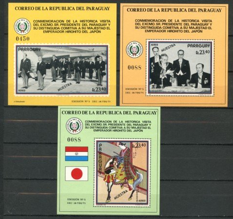 1971 - LOTTO/20104 - PARAGUAY -  VISITA HIROHITO  3 FOGLIETTI  MUESTRA