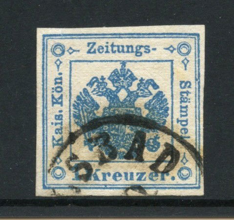1853 - LOMBARDO VENETO - LOTTO/43213 - 2 Kr. VERDE AZZURRO SEGNATASSE PER GIORNALI - USATO