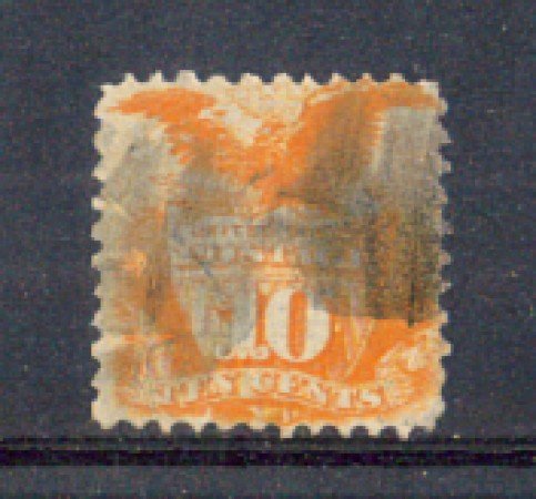 1869 - LBF/2937 - STATI UNITI - 10c. GIALLO SCUDO E AQUILA - USATO