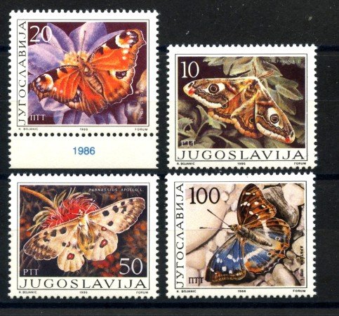 1986 - JUGOSLAVIA - LOTTO/38387 - FARFALLE  4v. - NUOVI
