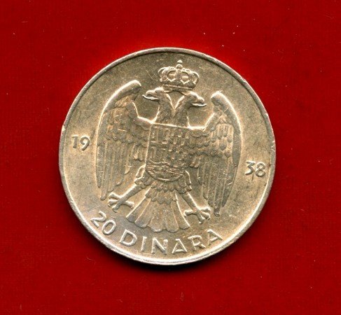 1938 - YUGOSLAVIA - 20 DINARA ARGENTO PIETRO II° - LOTTO/M31068