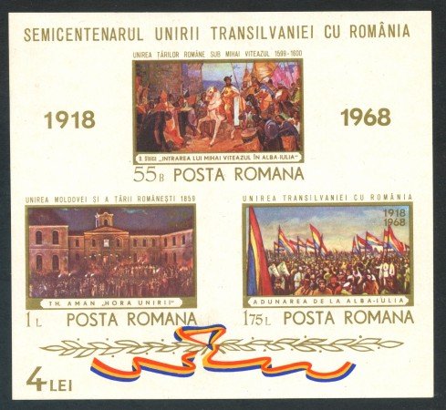 1968 - ROMANIA - ANNESSIONE DELLA TRANSILVANIA - FOGLIETTO NUOVO - LOTTO/29334