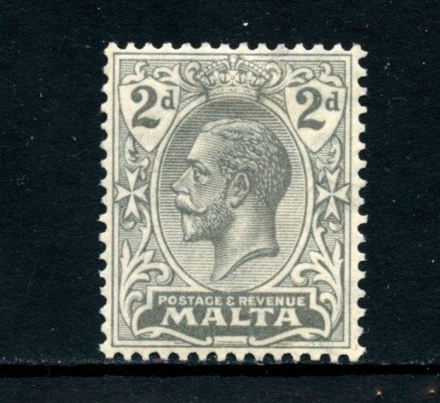 1921 - MALTA - 2p. GRIGIO  RE GIORGIO V° - TRACCIA DI LINGUELLA - LOTTO/25091