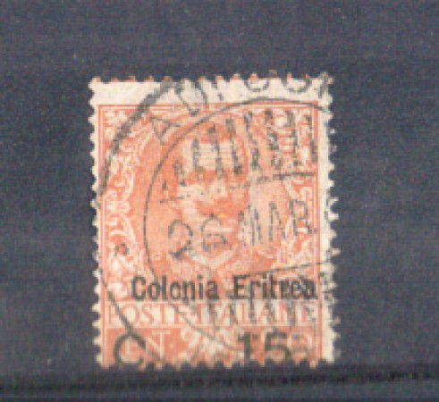 1905 - LOTTO/ERIT30UV - ERITREA -15 SU 20 CENT. ARANCIO - USATO