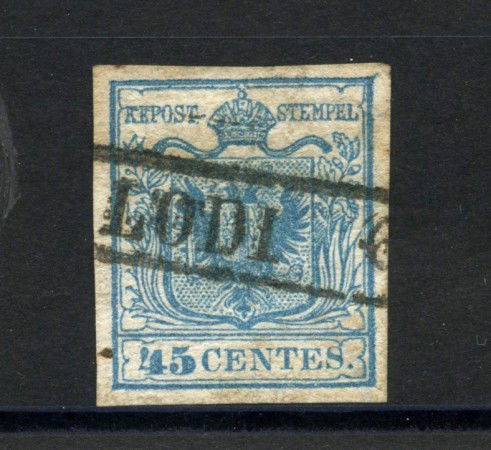 1855 - REGNO LOMBARDO VENETO - 45 CENT. I° TIPO - USATO - LOTTO/35998