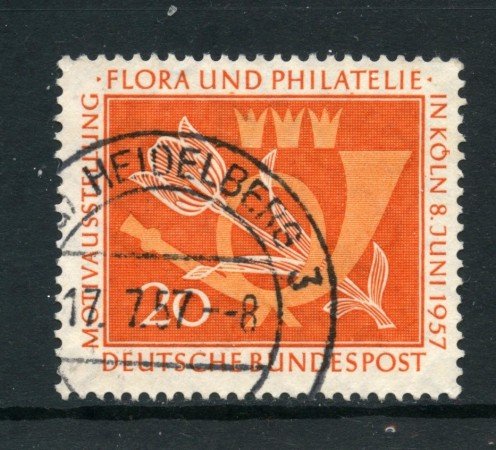 1957 - GERMANIA FEDERALE - 20p. FLORA E FILATELIA - USATO - LOTTO/30809U