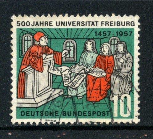 1957 - GERMANIA FEDERALE - 10p. UNIVERSITA' DI FRIBURGO - USATO - LOTTO/30811U