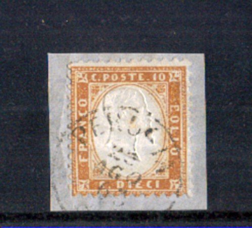 1862 - LOTTO/10671 - REGNO - 10 CENT. BISTRO EFFIGIE - SU FRAMMENTO DI BUSTA