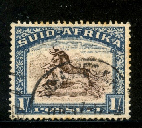 1927/28 - SUD AFRICA INGLESE - 1s. BLU GNU - USATO - LOTTO/29104