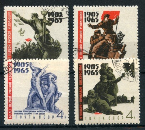1965 - RUSSIA - 60° ANNIVERSARIO RIVOLUZIONE 4v. - USATI - LOTTO/26937