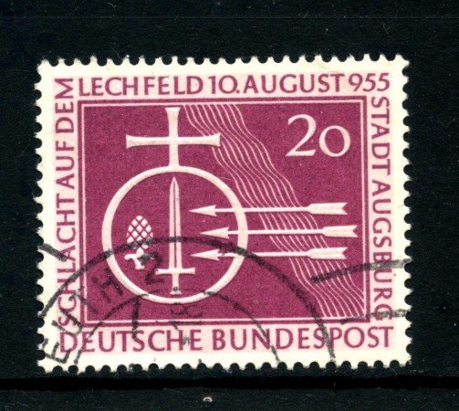 1955 - GERMANIA FEDERALE - MILLENARIO BATTAGLIA DI LECHFELD - USATO - LOTTO/30791U