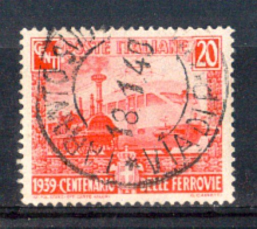 1939 - LOTTO/REG449U - REGNO - 20c. CENTENARIO FERROVIE - USATO