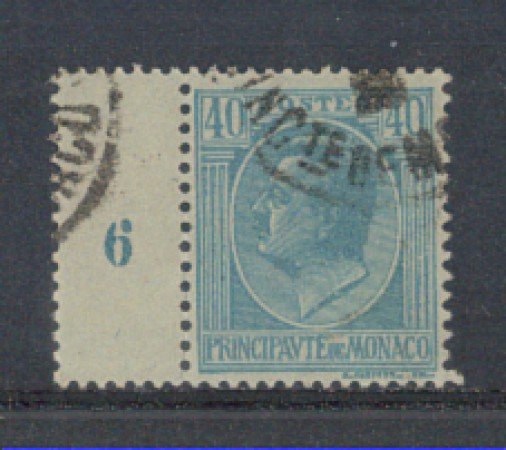 1924 - LOTTO/8514UB - MONACO - 40c. AZZURRO BORDO NUMERATO
