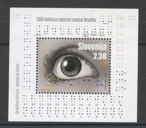2009 - SLOVENIA -  LOUIS BRAILLE FOGLIETTO - NUOVO - LOTTO/34399