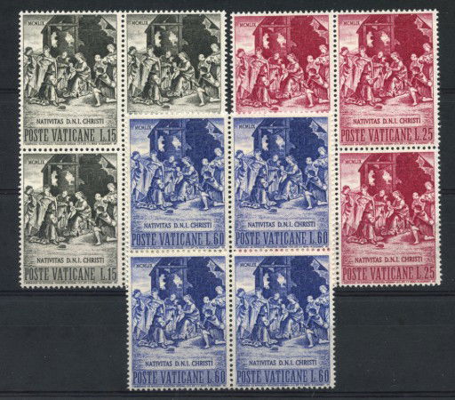 1959 - LOTTO/5865Q - VATICANO - NATALE 3v. - QUARTINE