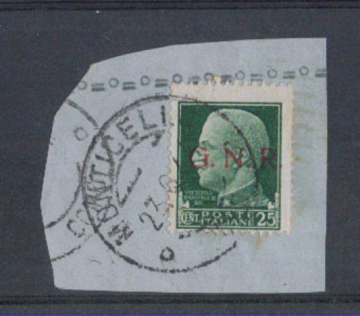 1944 - LOTTO/RSI474UF - RSI - 25c. VERDE SOPRASTAMPATO - SU FRAM