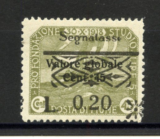 1921 - FIUME - LOTTO/42321 - SEGNATASSE 0,20 SU 45 CENT. OLIVA - NUOVO