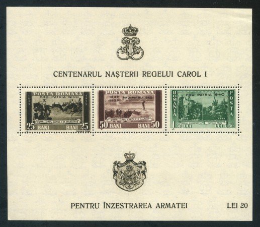 1939/40 - ROMANIA- CENTENARIO NASCITA CAROL I° - FOGLIETTO NUOVO - LOTTO/29313