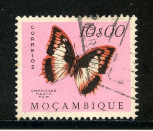 1953 - MOZAMBICO - 10 e. FARFALLE - USATO - LOTTO/29078