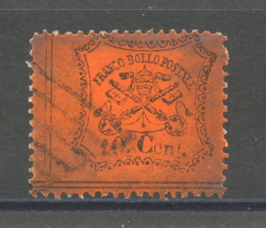 1868 - STATO PONTIFICIO - 10 cent. ARANCIO VERMIGLIO - USATO - LOTTO/35924