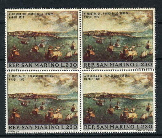 1970 - LOTTO/7923Q - SAN MARINO - MOSTRA DEL FRANCOBOLLO - QUARTINA NUOVI