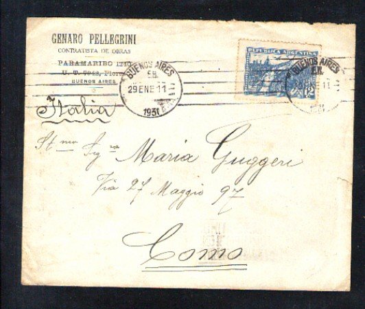 1930/31 - LOTTO/1435 - ARGENTINA - BUSTA DA BUENOS AIRES PER L'ITALIA