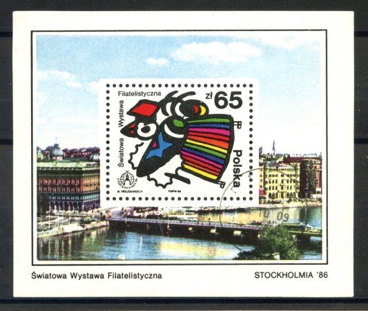 1986 - POLONIA - EXPO FILATELICA STOCKOLMIA - FOGLIETTO USATO - LOTTO/36035