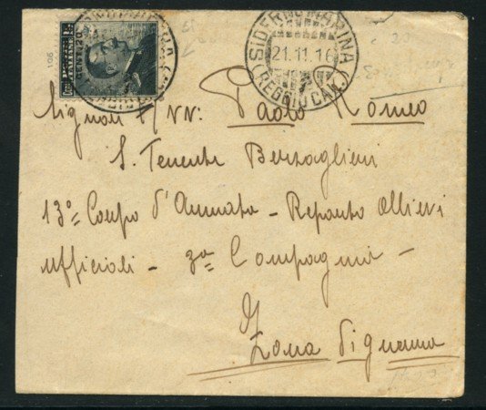 1916 - LOTTO/14300 - REGNO - BUSTA DA SIDERNO MARINA PER ZONA DI GUERRA