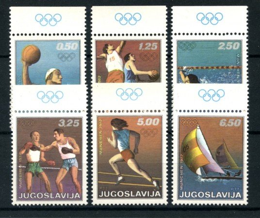 1972 - LOTTO/15034 - JUGOSLAVIA - OLIMPIADI DI MONACO 6v. - NUOVI