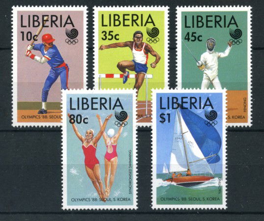 1988 - LIBERIA - LOTTO/19701 - OLIMPIADI DI SEOUL 5v. - NUOVI