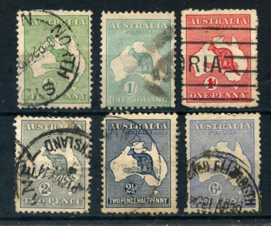 1912/19  - AUSTRALIA - EMISSIONE CANGURO 6v. - USATI - LOTTO/27035